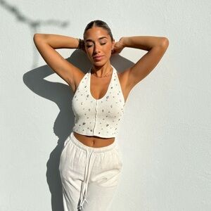 Zara White Halter Crop Top